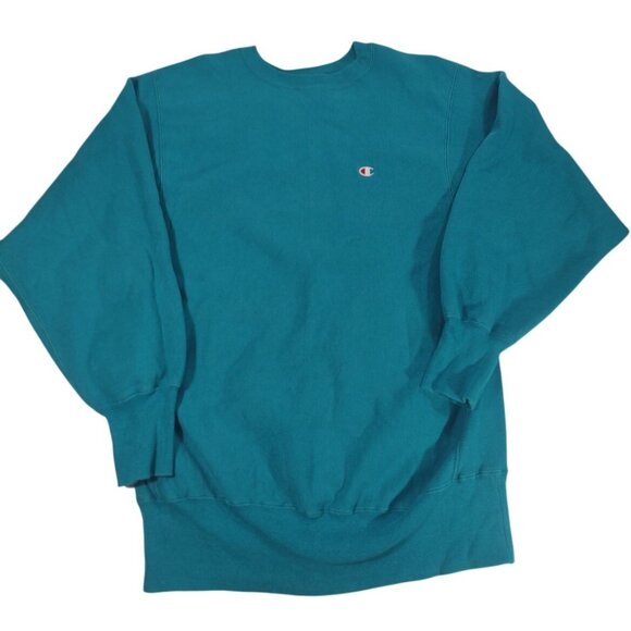 Vintage 90s Champion Reverse Weave Logo Blue Crewneck Sweatshirt XL  Mad… - Picture 2 of 9